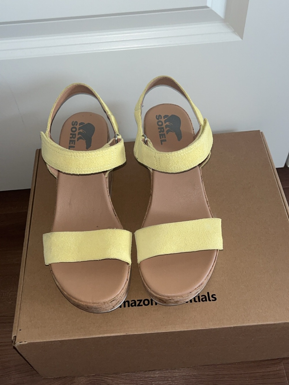 SOREL Cameron wedges lime green/yellow Suede Sandals - Adjustable Strap